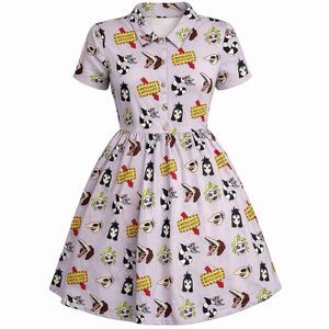 Beetlejuice x Cakeworthy Button Up Dress Fit Flare 2XL Sandworm Lydia Grunge